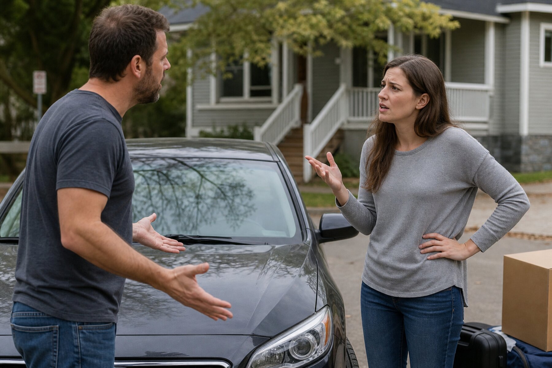 A family car parked in a driveway